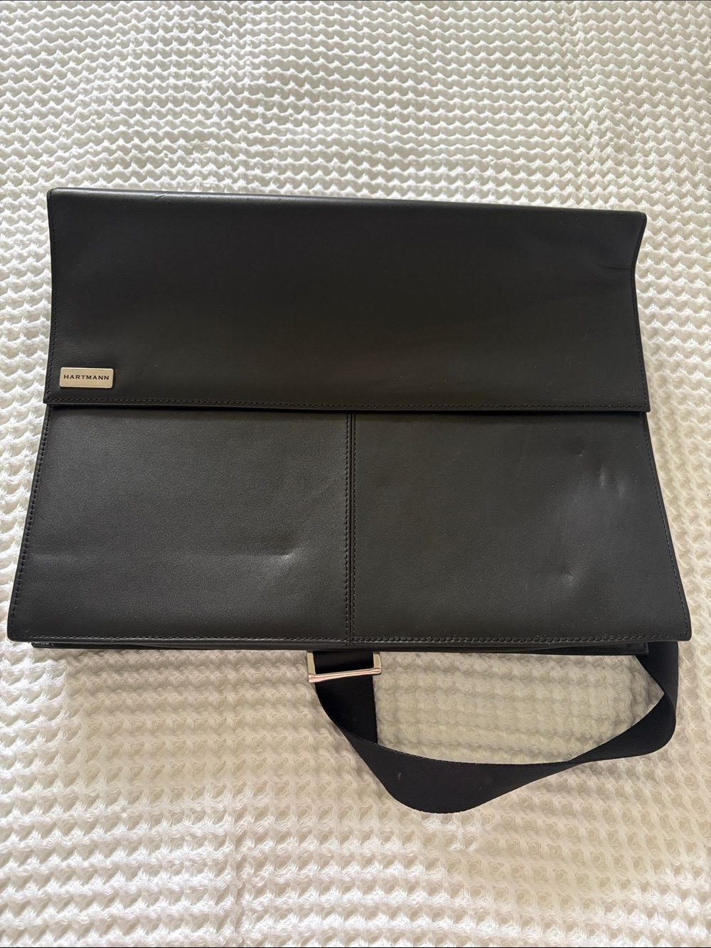 Hartmann Black Leather Messenger Bag